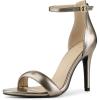 imageAllegra K Womens Open Toe Buckle Ankle Strap Stiletto High Heel SandalsPewter