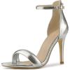 imageAllegra K Womens Open Toe Buckle Ankle Strap Stiletto High Heel SandalsSilver