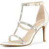 imageAllegra K Womens Rhinestone Ankle Strap Stiletto High Heel SandalsWhite