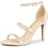 imageAllegra K Womens Rhinestone Ankle Strap Stiletto High Heels SandalsBeige