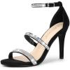 imageAllegra K Womens Rhinestone Ankle Strap Stiletto High Heels SandalsBlack