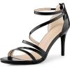 imageAllegra K Womens Strappy Ankle Strap Back Zip Stiletto Heel SandalsBlack