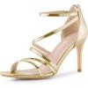 imageAllegra K Womens Strappy Ankle Strap Back Zip Stiletto Heel SandalsGold