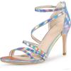 imageAllegra K Womens Strappy Ankle Strap Back Zip Stiletto Heel SandalsSilver