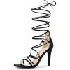 imageAllegra K Womens Strappy Straps Lace Up Stiletto Heel SandalsBlack