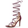 imageAllegra K Womens Strappy Straps Lace Up Stiletto Heel SandalsBurgundy