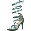 imageAllegra K Womens Strappy Straps Lace Up Stiletto Heel SandalsDark Green