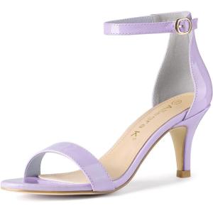 imageAllegra K Womens Ankle Strap Kitten Heeled Open Toe Stiletto Heels SandalsPurple
