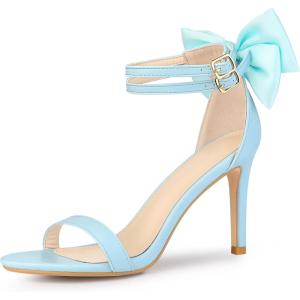 imageAllegra K Womens Heel with Bow Back Open Toe Stilettos Heels SandalsLight Blue