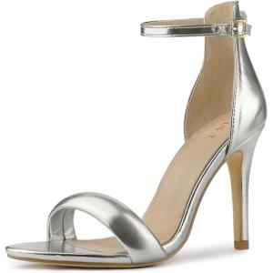 imageAllegra K Womens Open Toe Buckle Ankle Strap Stiletto High Heel SandalsSilver