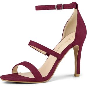 imageAllegra K Womens Open Toe Triple Straps Stiletto High Heel SandalsBurgundy