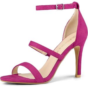 imageAllegra K Womens Open Toe Triple Straps Stiletto High Heel SandalsHot Pink