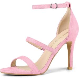 imageAllegra K Womens Open Toe Triple Straps Stiletto High Heel SandalsPink