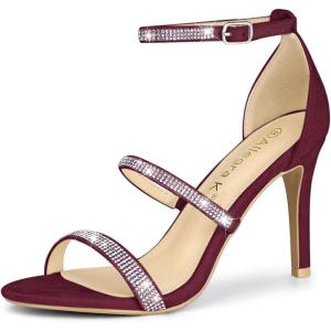 imageAllegra K Womens Rhinestone Ankle Strap Stiletto High Heels SandalsBurgundy