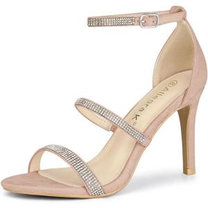 imageAllegra K Womens Rhinestone Ankle Strap Stiletto High Heels SandalsDust Pink