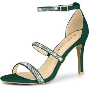 imageAllegra K Womens Rhinestone Ankle Strap Stiletto High Heels SandalsGreen