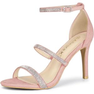 imageAllegra K Womens Rhinestone Ankle Strap Stiletto High Heels SandalsLight Pink