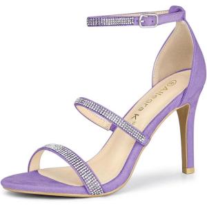 imageAllegra K Womens Rhinestone Ankle Strap Stiletto High Heels SandalsPurple