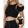 imageAllegra K Fringe Tops for Womens Y2K Raceback Top Sleeveless Sparkly Glitter Tassel Tank Crop Rhinestone TopsBlack