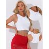 imageAllegra K Fringe Tops for Womens Y2K Raceback Top Sleeveless Sparkly Glitter Tassel Tank Crop Rhinestone TopsWhite
