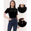 imageAllegra K Halloween Ruffle Collar Shirt for Womens Short Sleeve Casual Velvet Tops BlouseBlack