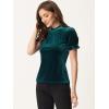 imageAllegra K Halloween Ruffle Collar Shirt for Womens Short Sleeve Casual Velvet Tops BlouseBlue Green
