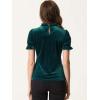 imageAllegra K Halloween Ruffle Collar Shirt for Womens Short Sleeve Casual Velvet Tops BlouseBlue Green