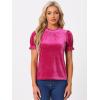 imageAllegra K Halloween Ruffle Collar Shirt for Womens Short Sleeve Casual Velvet Tops BlouseHot Pink