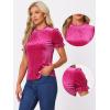 imageAllegra K Halloween Ruffle Collar Shirt for Womens Short Sleeve Casual Velvet Tops BlouseHot Pink