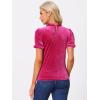 imageAllegra K Halloween Ruffle Collar Shirt for Womens Short Sleeve Casual Velvet Tops BlouseHot Pink