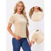 imageAllegra K Halloween Ruffle Collar Shirt for Womens Short Sleeve Casual Velvet Tops BlouseKhaki
