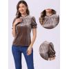 imageAllegra K Halloween Ruffle Collar Shirt for Womens Short Sleeve Casual Velvet Tops BlouseLight Brown