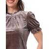 imageAllegra K Halloween Ruffle Collar Shirt for Womens Short Sleeve Casual Velvet Tops BlouseLight Brown