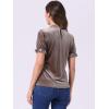imageAllegra K Halloween Ruffle Collar Shirt for Womens Short Sleeve Casual Velvet Tops BlouseLight Brown