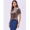 imageAllegra K Halloween Ruffle Collar Shirt for Womens Short Sleeve Casual Velvet Tops BlouseLight Brown