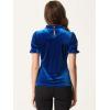 imageAllegra K Halloween Ruffle Collar Shirt for Womens Short Sleeve Casual Velvet Tops BlouseNavy Blue