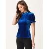 imageAllegra K Halloween Ruffle Collar Shirt for Womens Short Sleeve Casual Velvet Tops BlouseNavy Blue