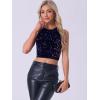imageAllegra K Sequin Tops for Womens Sparkle Glitter Sleeveless Club Party Nightout Crop Tank TopBlue Purple