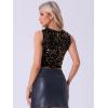 imageAllegra K Sequin Tops for Womens Sparkle Glitter Sleeveless Club Party Nightout Crop Tank TopGold