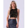 imageAllegra K Sequin Tops for Womens Sparkle Glitter Sleeveless Club Party Nightout Crop Tank TopGold