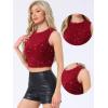 imageAllegra K Sequin Tops for Womens Sparkle Glitter Sleeveless Club Party Nightout Crop Tank TopRed