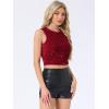 imageAllegra K Sequin Tops for Womens Sparkle Glitter Sleeveless Club Party Nightout Crop Tank TopRed