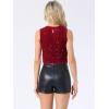 imageAllegra K Sequin Tops for Womens Sparkle Glitter Sleeveless Club Party Nightout Crop Tank TopRed