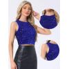 imageAllegra K Sequin Tops for Womens Sparkle Glitter Sleeveless Club Party Nightout Crop Tank TopRoyal Blue