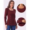 imageAllegra K Square Neck Sweaters for Womens Vintage Teacher Long Sleeve Pullover Ribbed Knit TopBurgundy