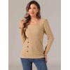 imageAllegra K Square Neck Sweaters for Womens Vintage Teacher Long Sleeve Pullover Ribbed Knit TopKhaki