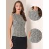 imageAllegra K Tweed Top for Womens Elegant Plaid Print Sleeveless Crew Neck Waist Buckle Back Zipper Blazer Vest TopsBeige Black