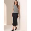 imageAllegra K Tweed Top for Womens Elegant Plaid Print Sleeveless Crew Neck Waist Buckle Back Zipper Blazer Vest TopsBeige Black