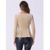 imageAllegra K Velvet Blouse for Womens Elegant Sweetheart Neck Long Sleeve Peplum TopApricot