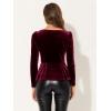 imageAllegra K Velvet Blouse for Womens Elegant Sweetheart Neck Long Sleeve Peplum TopBurgundy